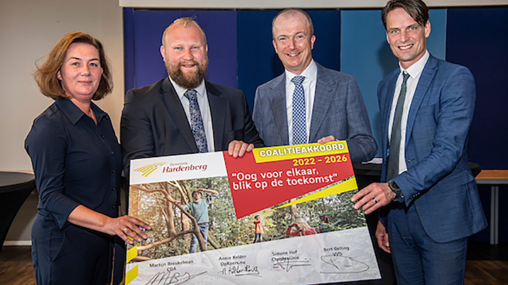 CDA, OpKoers.nu, ChristenUnie en VVD sluiten coalitieakkoord gemeente Hardenberg 2022-2026 Hardenberg20220516