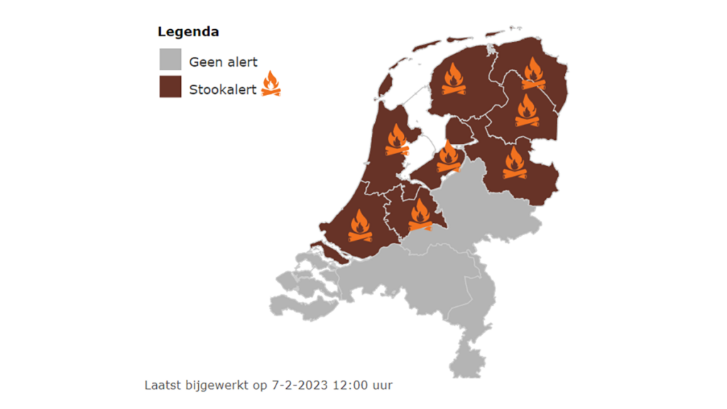 Stookalert voor Groningen, Friesland, Drenthe, Overijssel, Utrecht, Noord-Holland, Zuid-Holland en Flevoland RIVM20230207