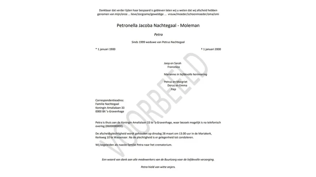 Voorbeeld Familiebericht Voorbeeld Familiebericht